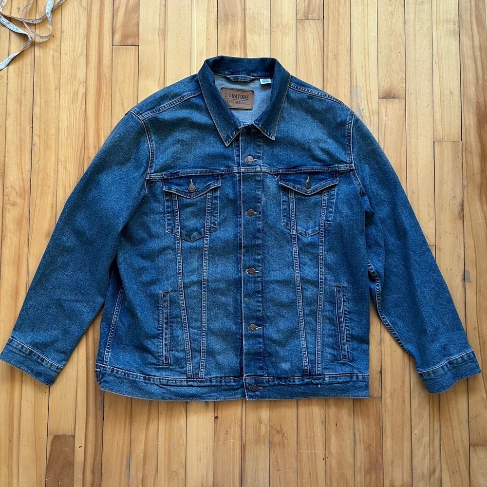 Signature by Levi Strauss Co Mens Denim Jacket Blue Classic Trucker Size XXL